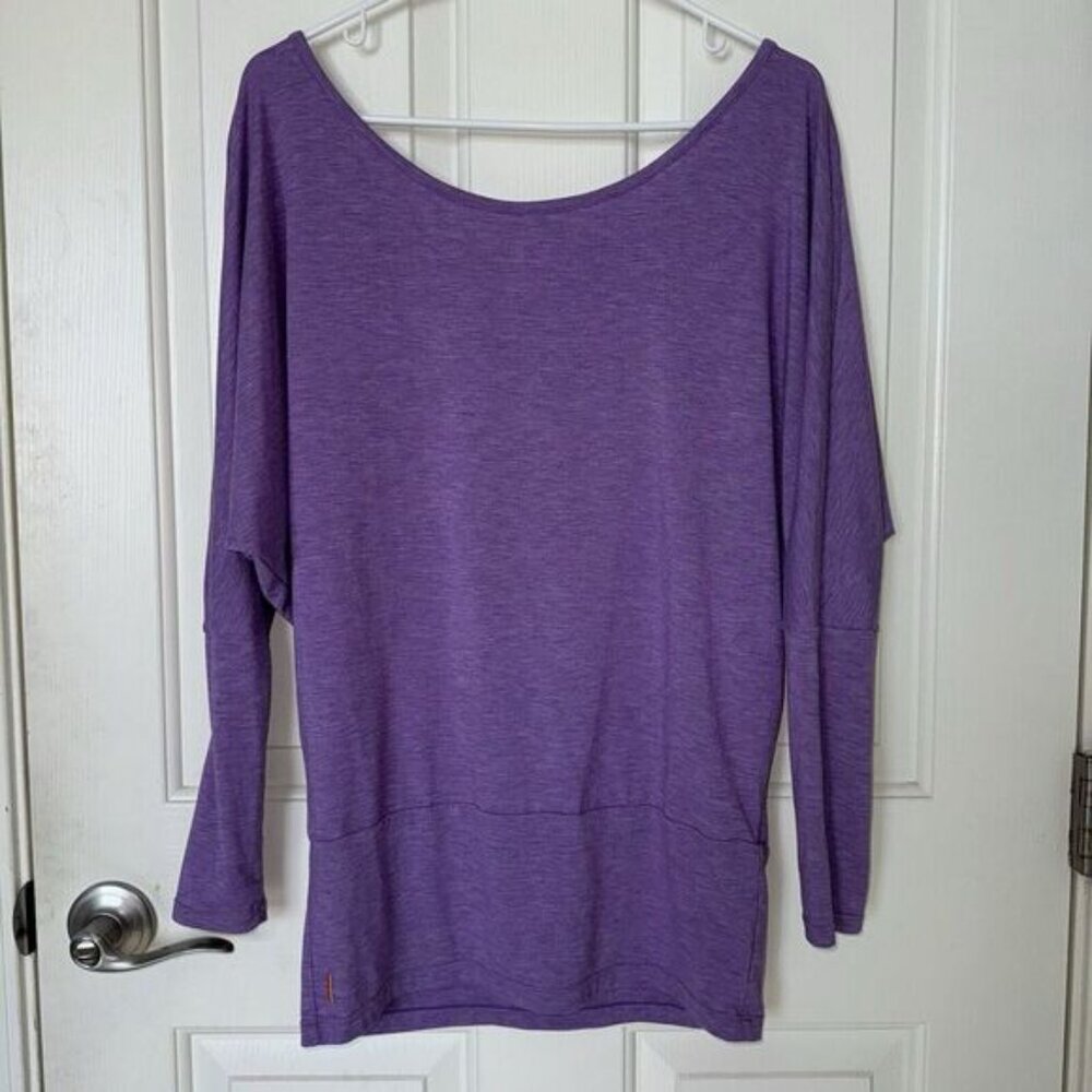 Lucy Activewear Purple Off the Shoulder Long Sleeve Athletic Top Size Small